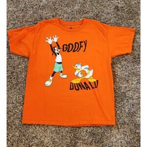 Authentic Disney Parks Goofy Donald Duck Orange T Shirt Youth Size Large